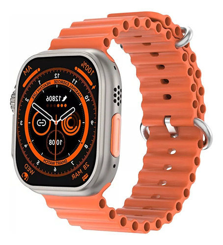 Funda para Smartwatch T900 Ultra Plus Series 8, 49 mm, 2.09 pulgadas, color titanio/naranja