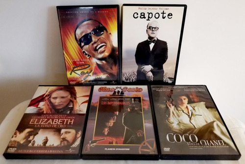 5 Dvd's Biográfico, Biopic - Coco, Capote, Ray, Elizabeth