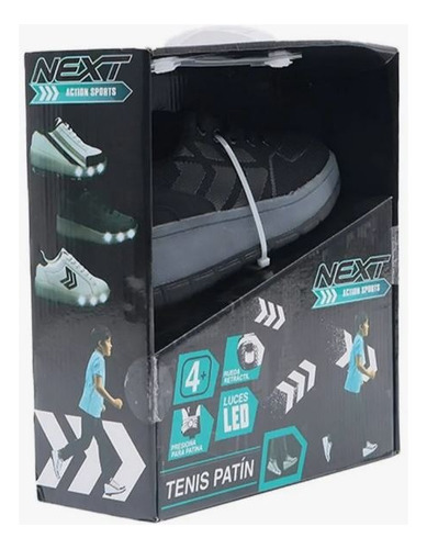 Tenis Patín Next 2 En 1, Talla 19, Color Negro Con Luz Led 19 Negro