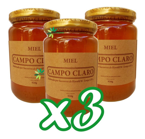 Miel Orgánica Campo Claro X 920 Gr - Pack X 3 Unidades