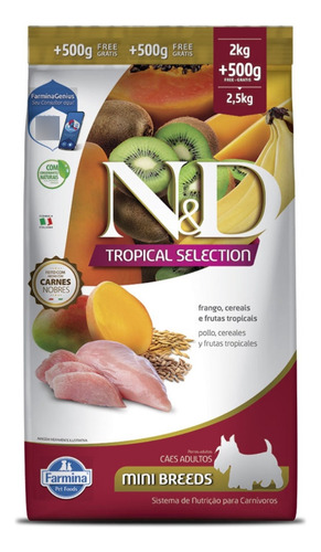 N&d Tropical Selection Cães Adultos Mini Frango 2+0,5kg