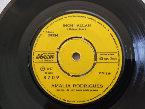 Vinilo Single De Amalia Rodríguez Inch Allah (w159