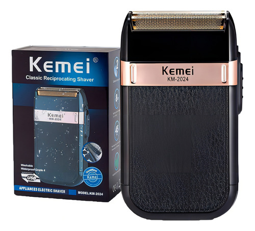 Barbeador Shaver Kemei Elétrico Com Cabeças Removiveis