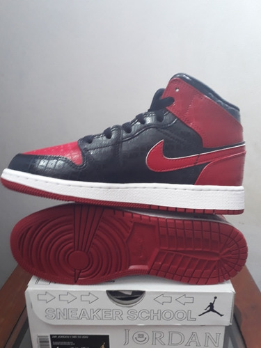 Tenis Air Jordan 1 Mid Bred Text Gs Talla 23cm-3mex