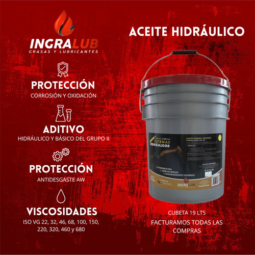 Aceite Sistemas Hidráulico Cubeta 19 Lts Iso Vg 22
