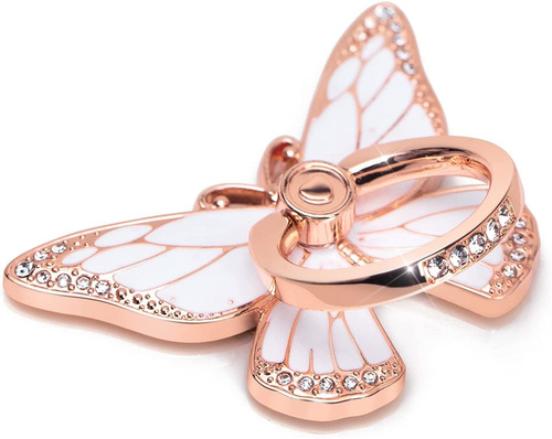 Soporte De Anillo 360 Diseño Mariposa Oro Rosa