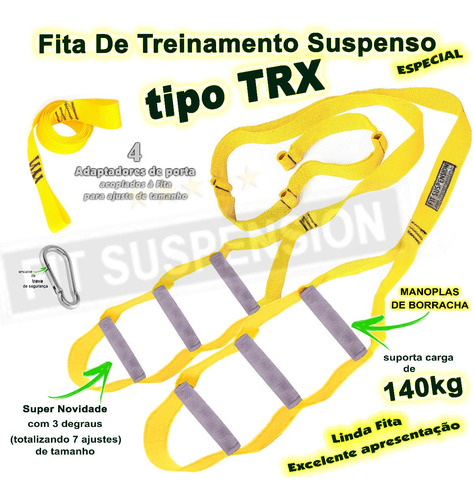 Imagem 1 de 8 de Fita De Suspensão Tipo Trx C/ 3 Degraus 140kg Fit Suspension