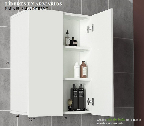 Imagen 3 de 10 de Mueble Modular Aéreo En Melamina Para Baño Mod. Gcc-2