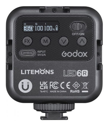 Lámpara Led Mini Rgb Cct Vlogging 6r Godox Color De La Estructura Negro