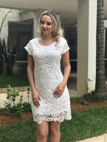 vestido de festa curto renda guipir