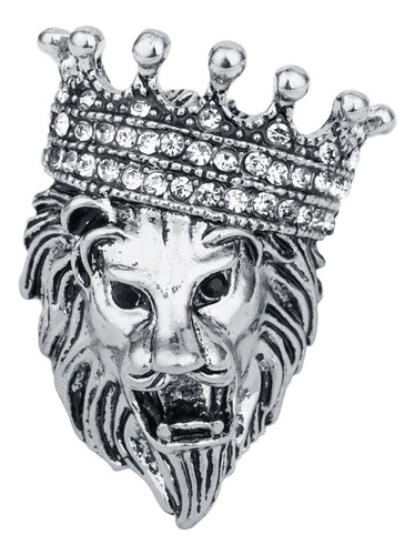 Broche Prendedor Hombre Rey Leon King Corona Antiguo Europa