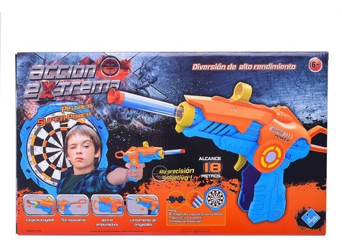 Pistola Lanzadora Acción Extrema Con Dardos Y Lentes 20 Cm