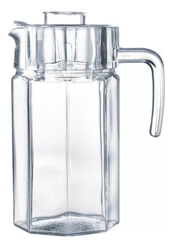 Jarra de vidrio prémium para agua y jugo con tapa (juego de 2 – 1.3  litros), jarra de agua fría caliente para mesa de comedor, té helado, jarra  de
