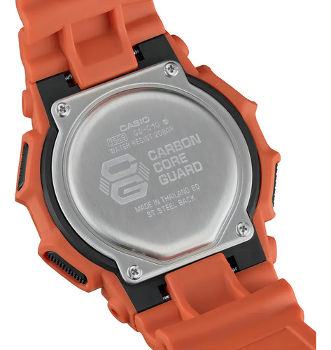 Reloj Casio Hombre Gd-010-4 Ts Correa Naranja Bisel Naranja Fondo Negro