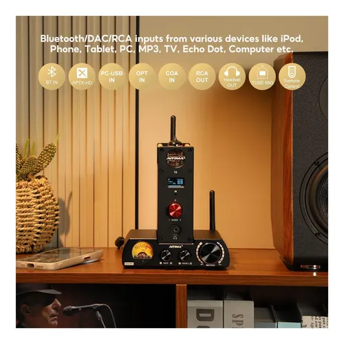 Aiyima T8 6n3 Pré-amplificador De Tubo Digital Bluetooth 50