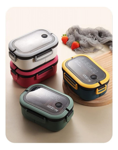 Fiambrera De Doble Capa Con Compartimentos Lonchera Bento