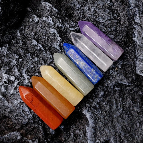 14pcs Crystal Energy Stones Hexagonal Bar Clear Topaz