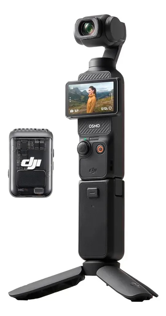 Pack Creadores DJI Osmo Pocket 3 + Mic 2 Cámara para Vlogs 4K 120 fps CMOS 1" Estabilización en 3 Ejes Seguimiento de Caras y Objetivos Enfoque Rápido