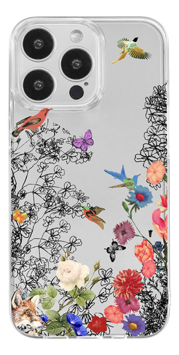 Funda Fancy Case Para iPhone 13 Pro- Pájaros Flores