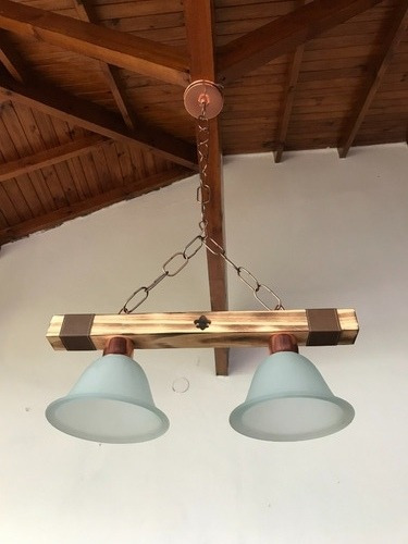 Lámpara Colgante De 2 Luces Madera