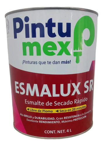 Pintumex Esmalux, Esmalte Base Aceite, 4 Litros Negro