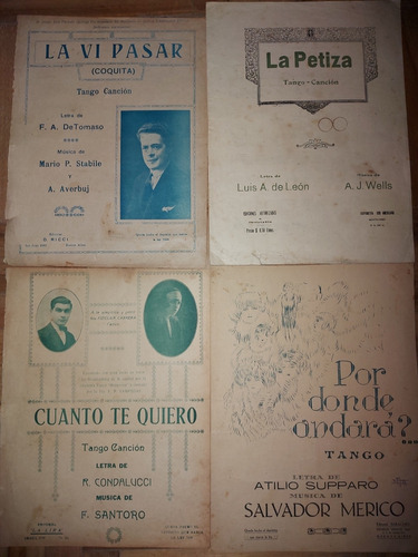 Antiguas Partituras De Tango. La Petiza. Lote De 4. Ian 889