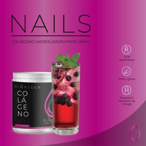 Imagen 2 de 7 de Giovegen Nails - Colágeno Hidrolizado Bebible Para Las Uñas