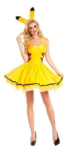 Halloween Cosplay Mujer Pikachu Festival Escenario Ropa