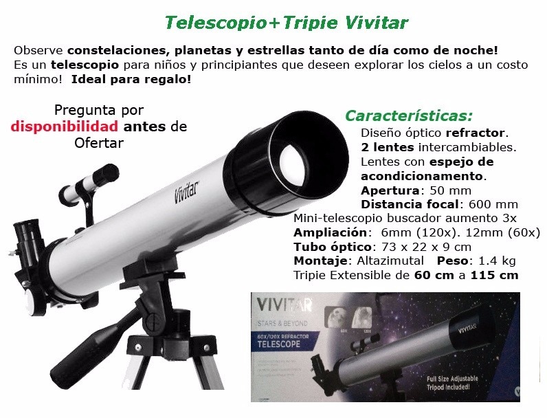 Telescopio Tripie Vivitar 50600 60x/120x Barato | Mercado Libre