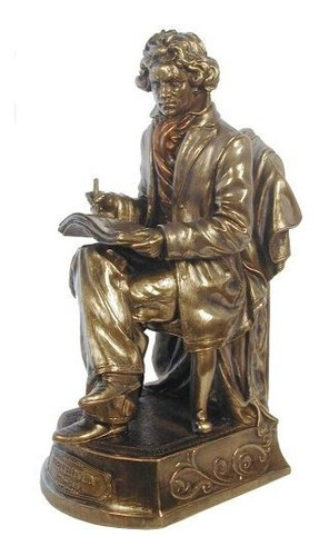 Estatua De Beethoven, Polvo De Bronce Fundido De 9.75 Pulgad