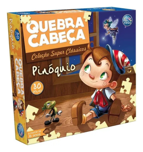 Quebra Cabeca Divercao Com Pinoquio , Fada E Grilo 80 Pcs