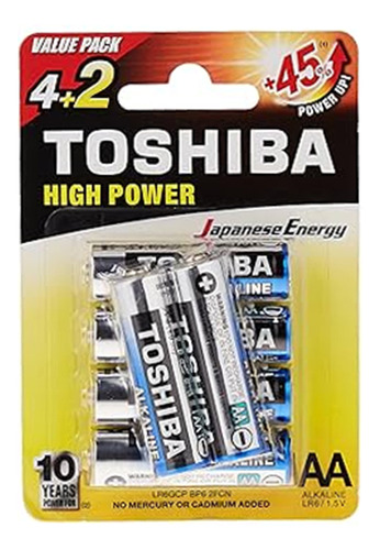 6 Baterias Pila Toshiba Doble Aa High Power 