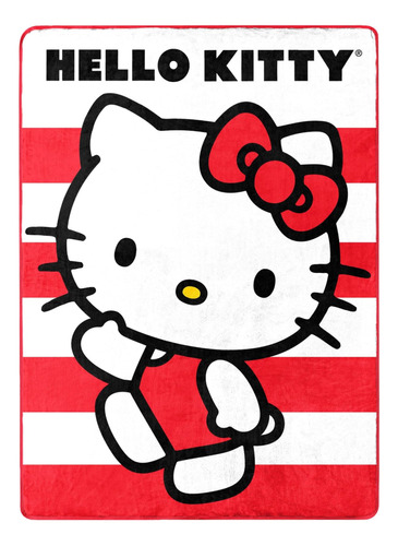 Northwest Hello Kitty Waving Stripes Manta De Tacto Seda, 46