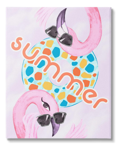 Stupell Industries Pink Summer Flamingos Pool Float Tropical