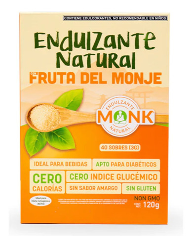 Caja Monk Endulzante Natural Fruta Del Monje 40 Sobres 3g