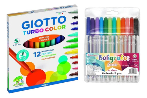 Marcadores Giotto Turbo/ Bolígrafo Lasser Punto Mediano Set