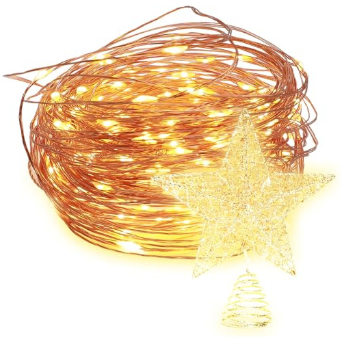 Fairy String Lights & Christmas Star Tree Topper,66 Ft ...