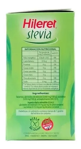 Edulcorante Hileret Stevia 50 Sobres 40g Edulzante Azucar | 01Mercado