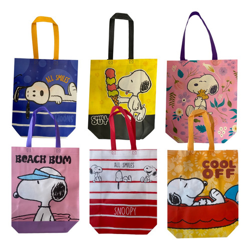 Paquete De 6 Bolsas Ecológicas De Snoopy | Diseños Surtidos Rojo Snoopy