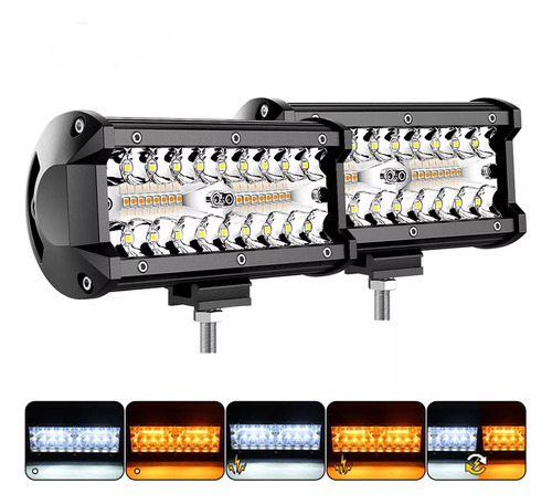 Par Faros 7 Auxiliares 6500k Blanco/ámbar Parpadeo 5 Modos