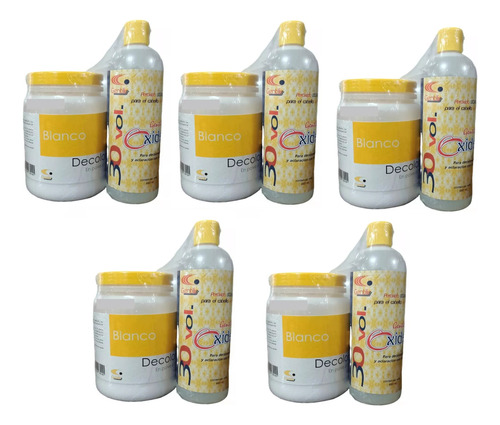  5 Gentil Oxide Polvo Decolorante White 350g + Revelador Tono Blanco