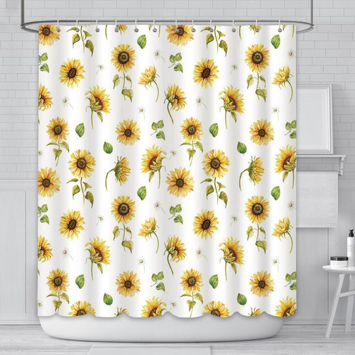 Cortina De Ducha Con Diseño De Girasol, 180 X 180 Cm,floral
