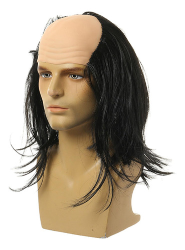 3 Peluca Calva Para Hombre Mayor, Gorro Para Pelo Liso Negro