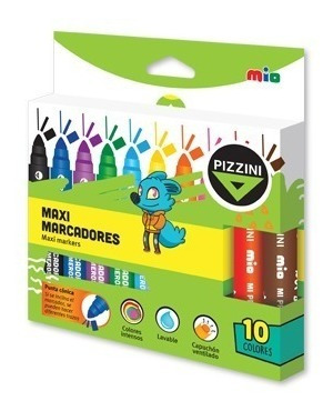 Marcadores Maxi Escolares X 10 Colores Conica Pizzini 