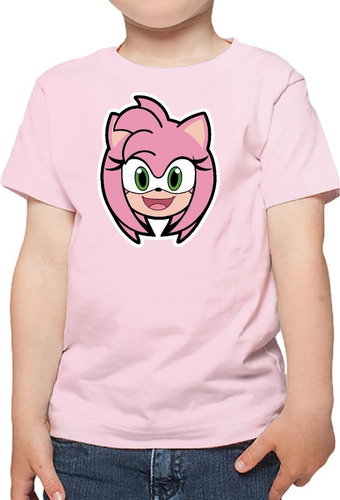 Polera De Niña Amy Rose Rostro Sonic