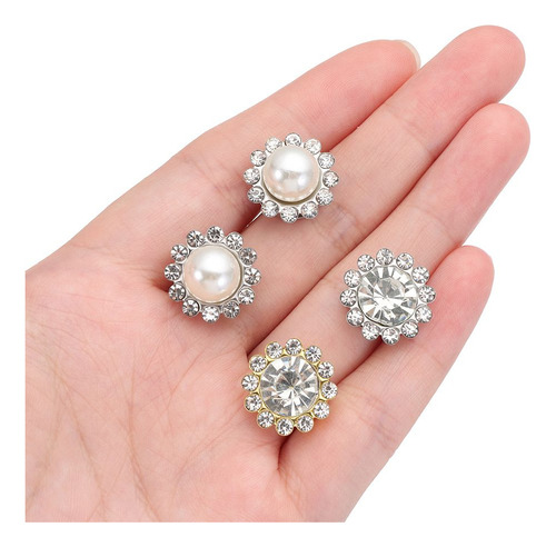 Botones De Diamantes De Imitación, Botón De Perlas, Horquill