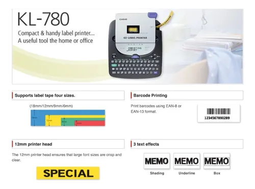 Casio kl 780 label cheap printer