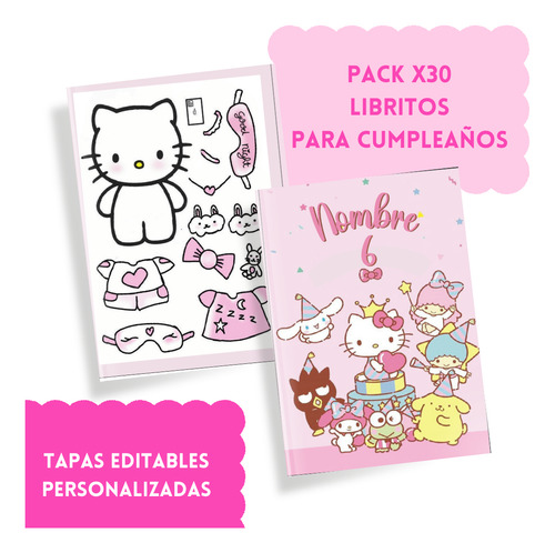 30 Libritos Cumpleaños Colorear Con Stickers De Hello Kitty