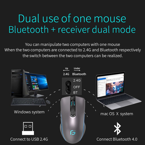 . Ratón Inalámbrico Recargable Mute Bluetooth For