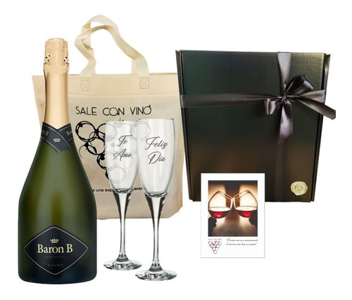 Regalo Caja Box Estuche Champagne Baron B + 2 Copas